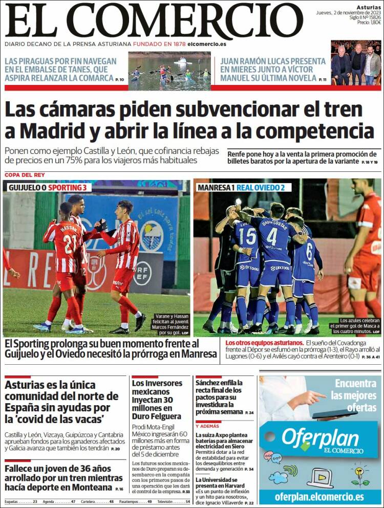 Portada de El Comercio (España)
