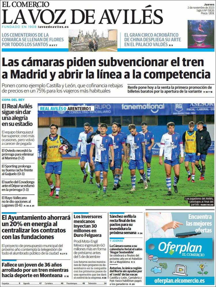 Portada de El Comercio - Avilés (España)