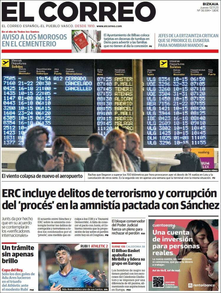Portada de El Correo (España)