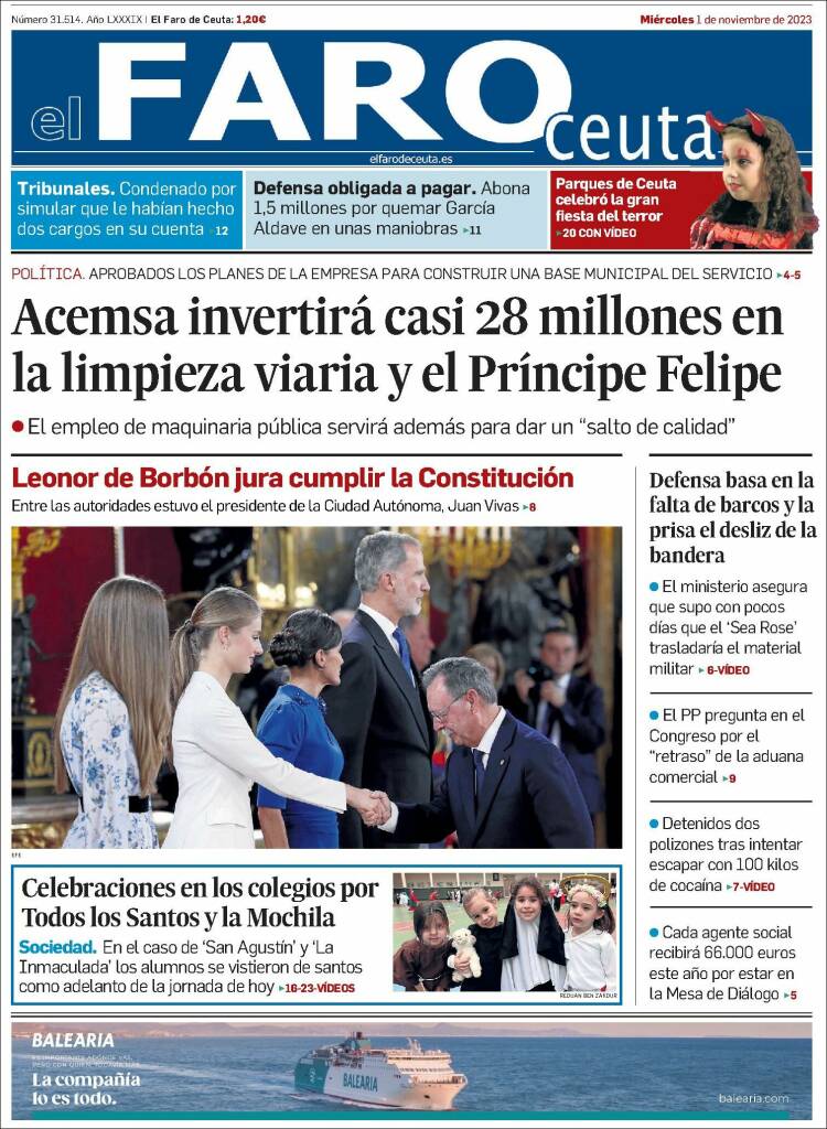 Portada de El Faro de Ceuta (España)