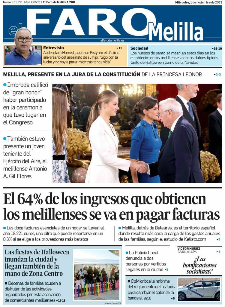 Portada de El Faro de Melilla (España)