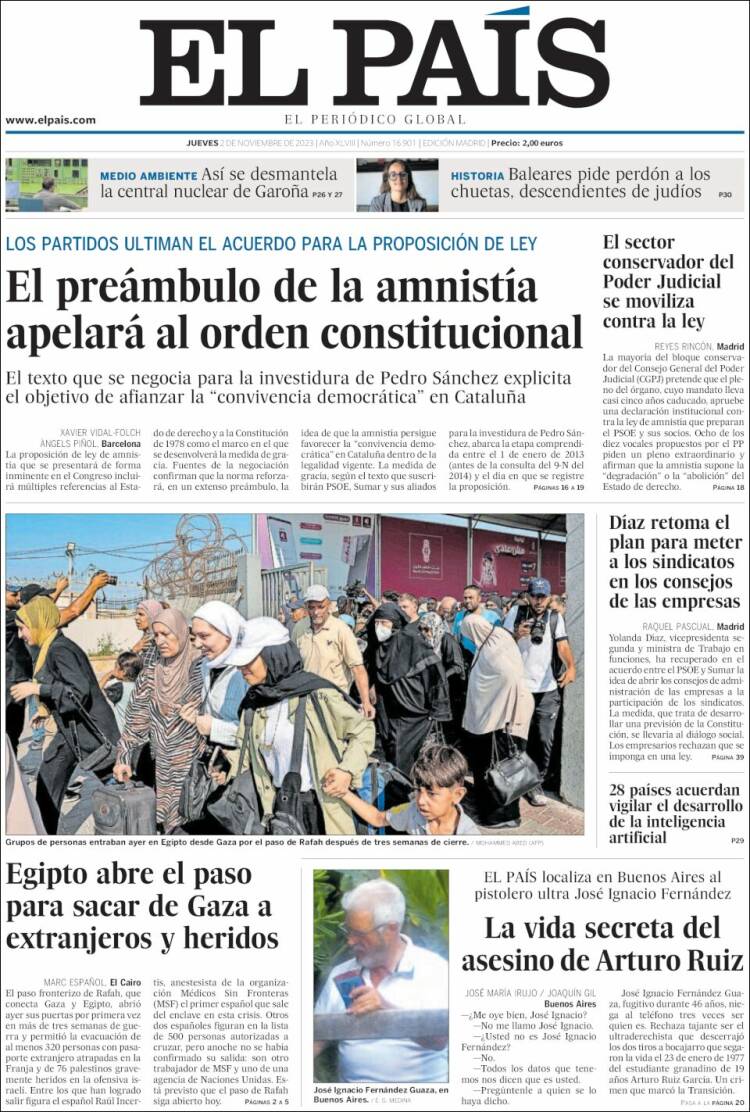 Portada de El País (España)