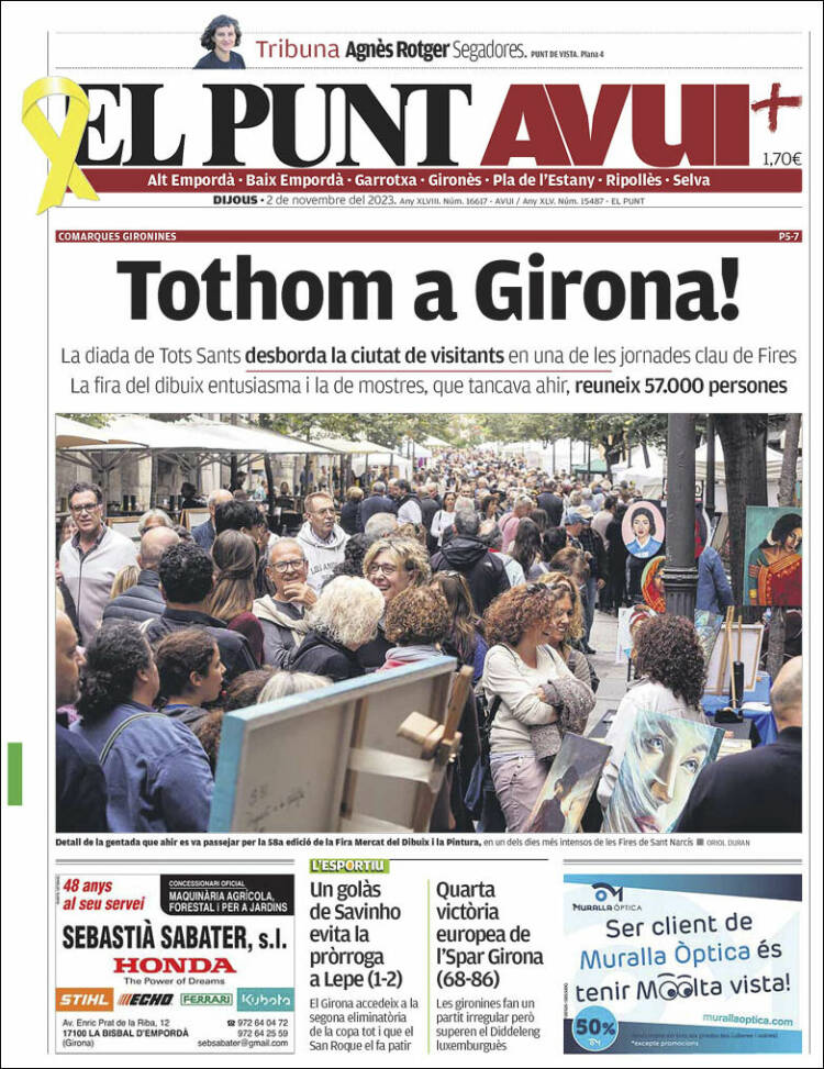 Portada de El Punt Avui - Girona (España)