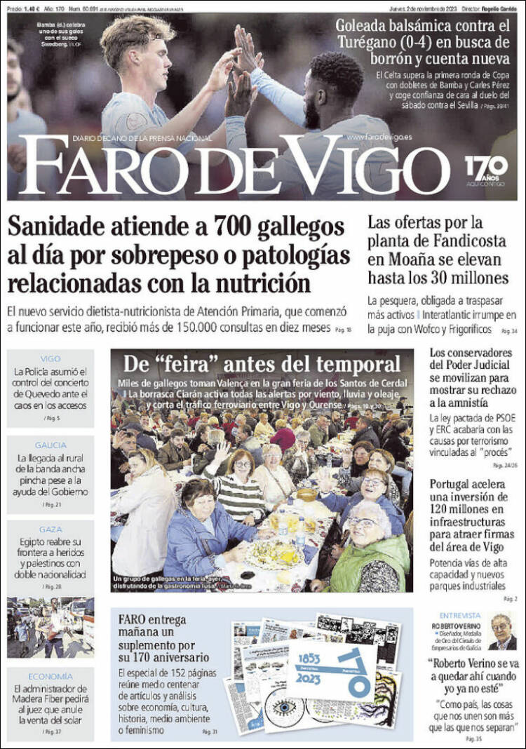 Portada de Faro de Vigo (España)