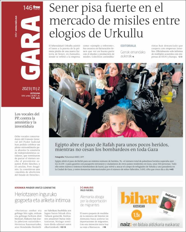 Portada de Gara (España)