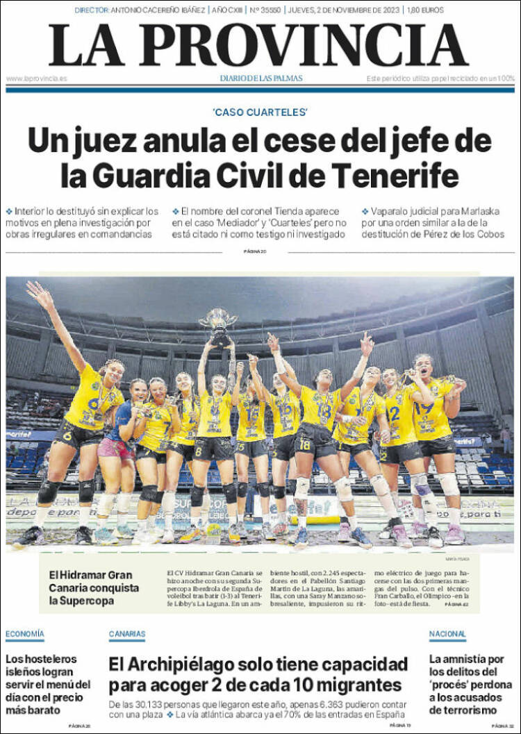 Portada de La Provincia (España)