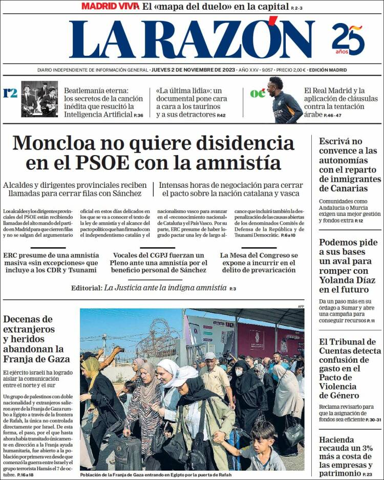 Portada de La Razón (España)