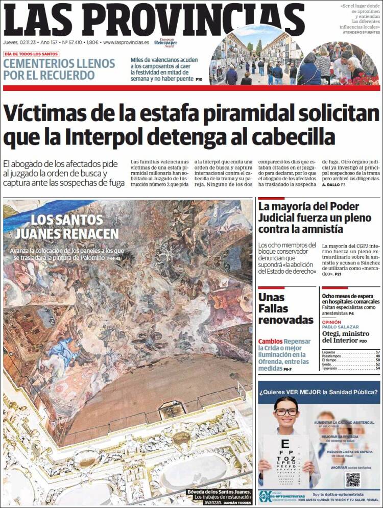 Portada de Las Provincias (España)