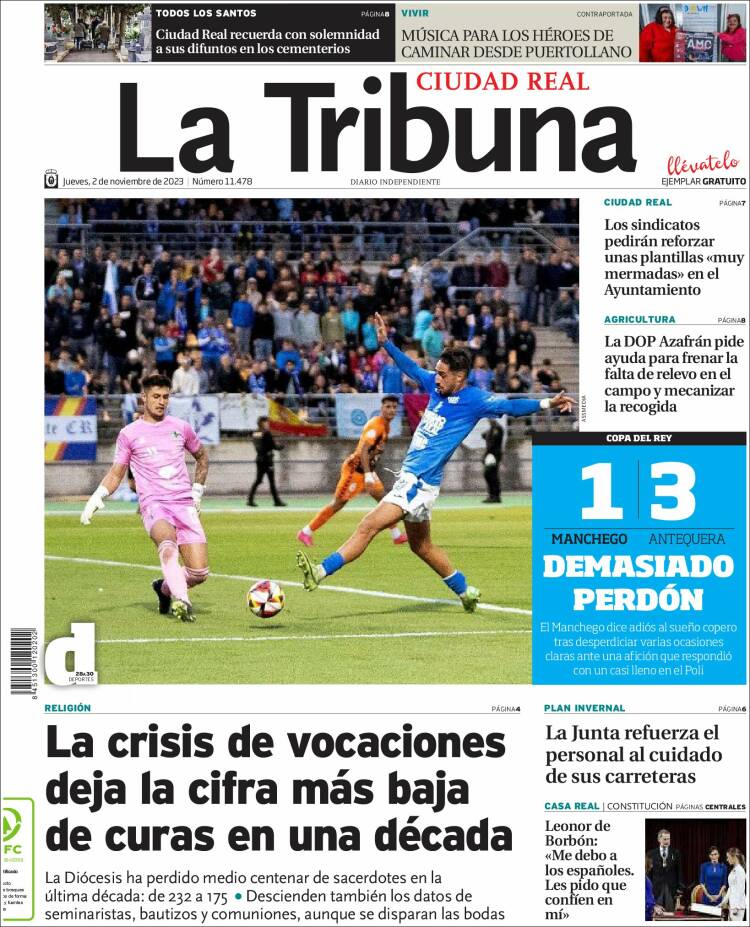 Portada de La Tribuna de Ciudad Real (España)
