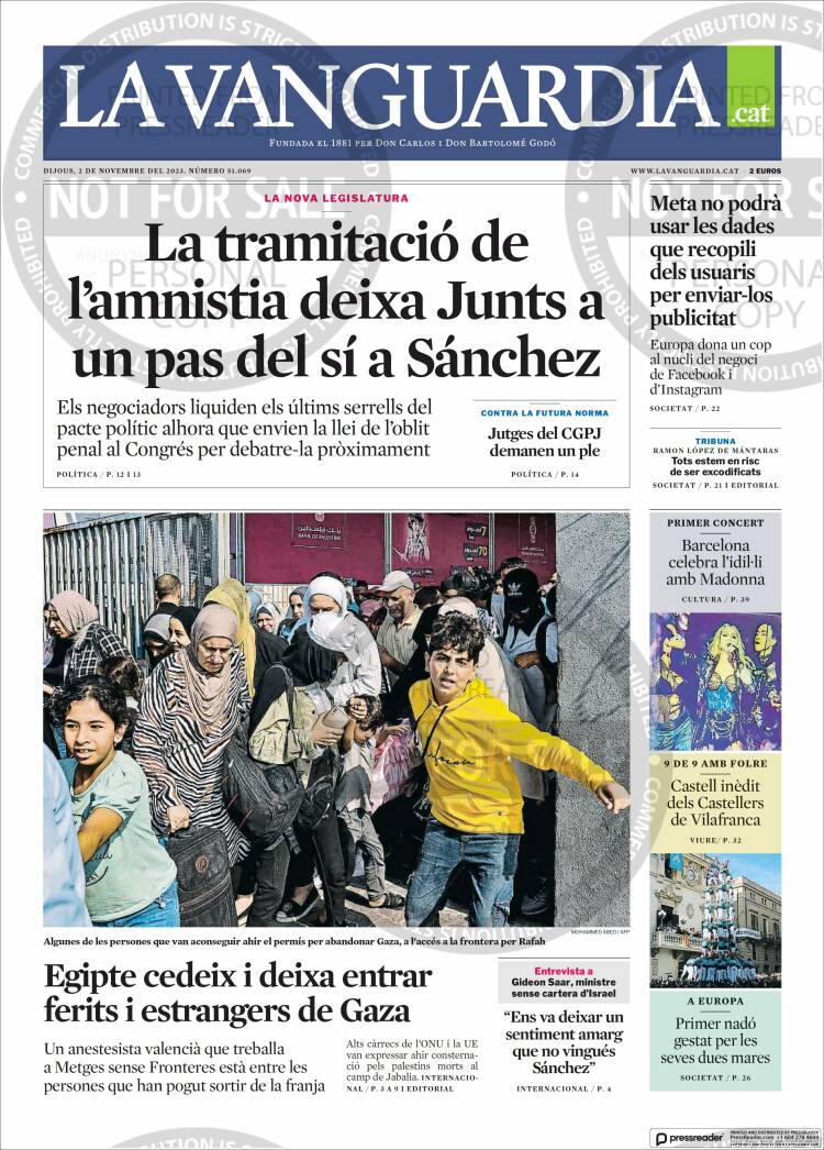 Portada de La Vanguardia (España)