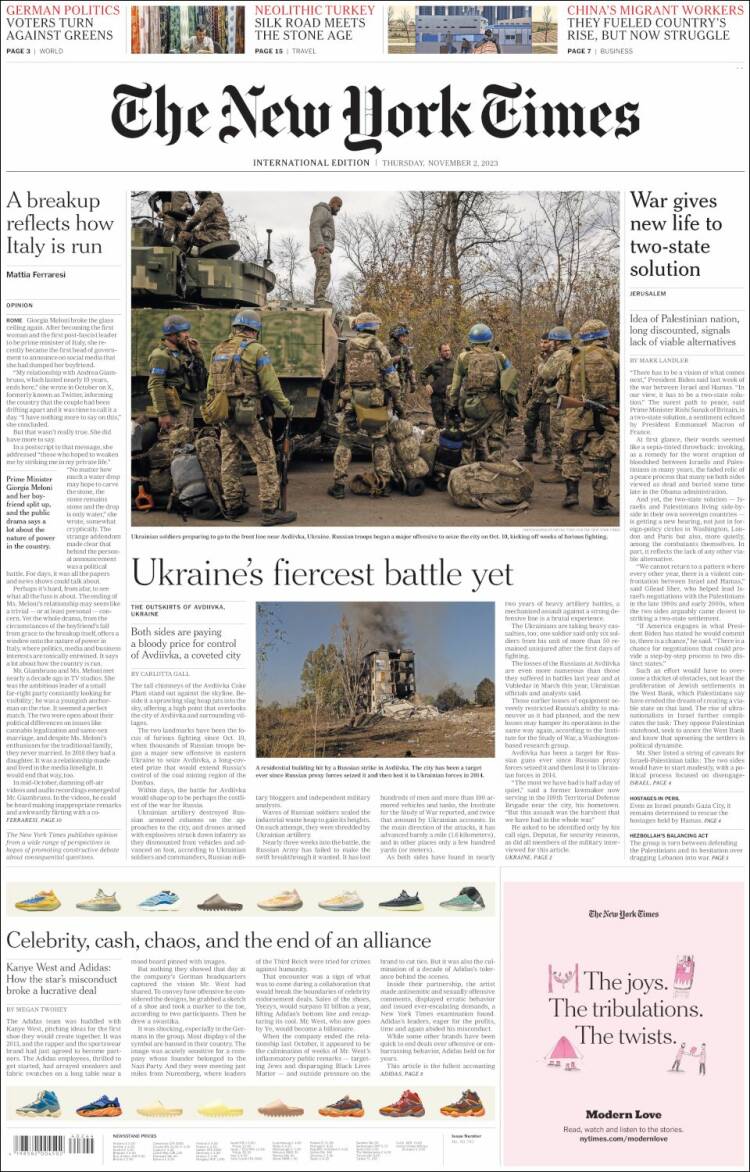 Portada de International New York Times (Europa)