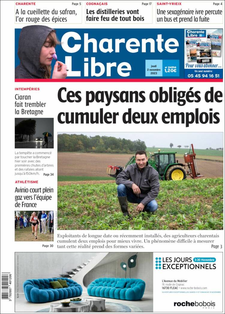 Portada de Charente Libre (Francia)