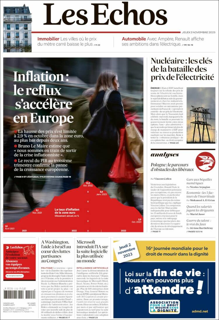 Portada de Les Echos (Francia)