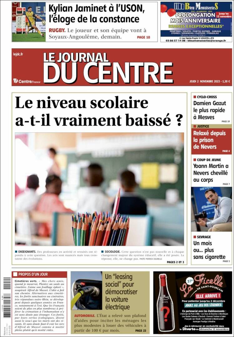 Portada de Le Journal du Centre (Francia)