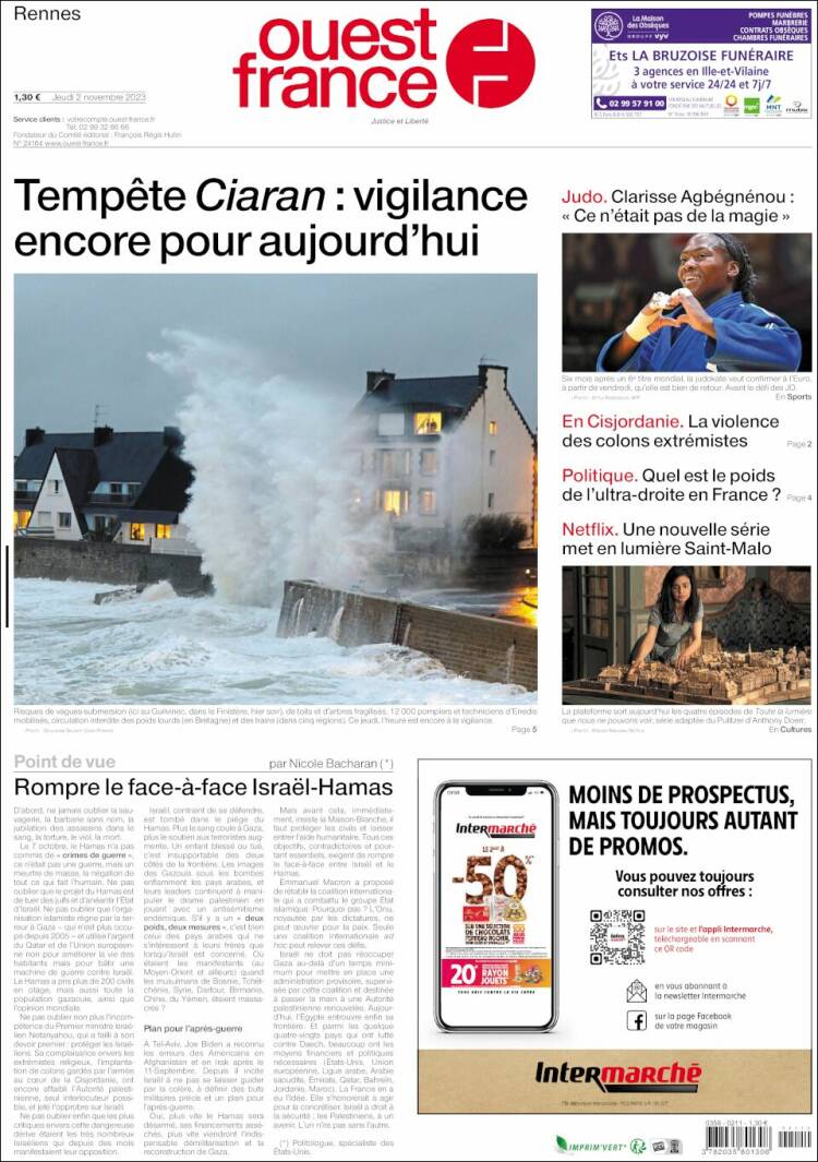 Portada de Ouest France (France)