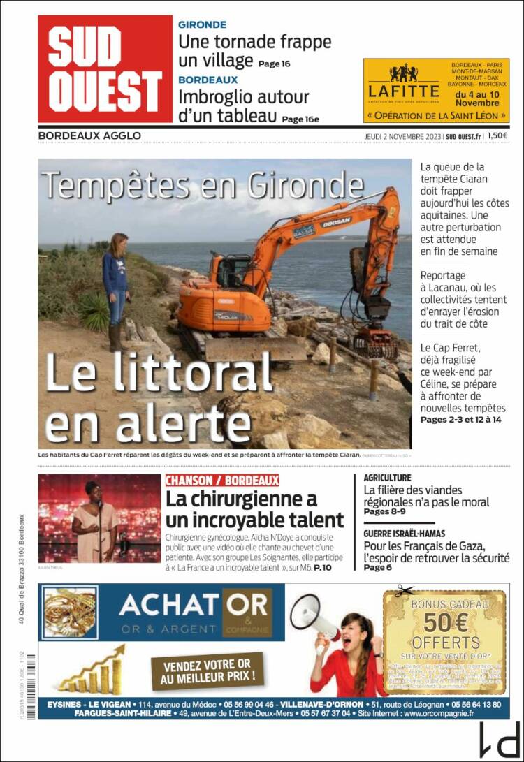 Portada de Sud Ouest (Francia)