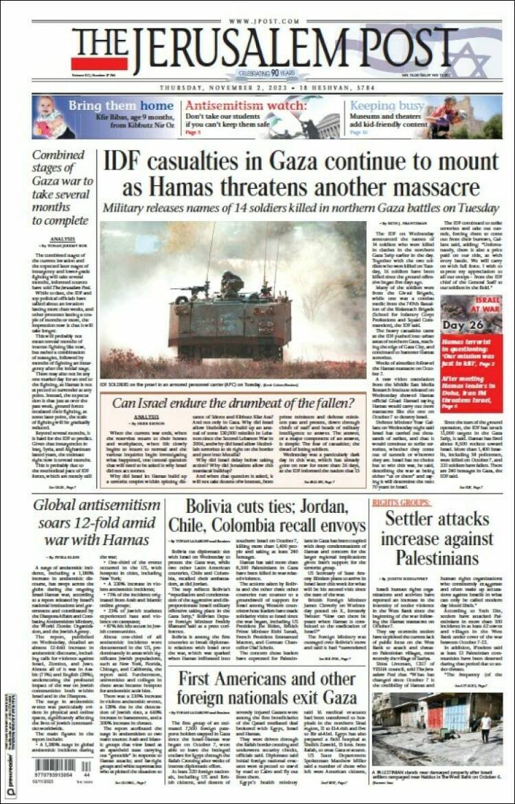 Portada de The Jerusalem Post (Israel)