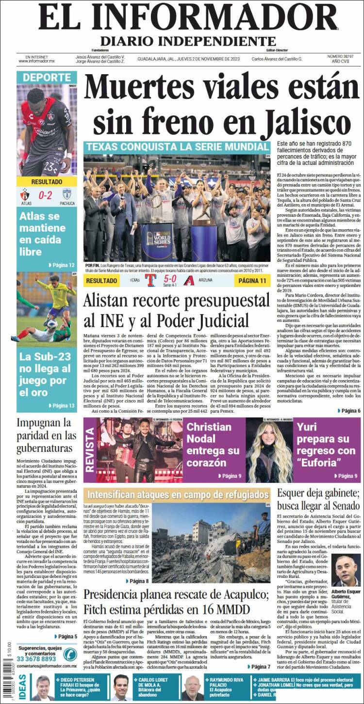 Portada de El Informador (M&eacute;xico)