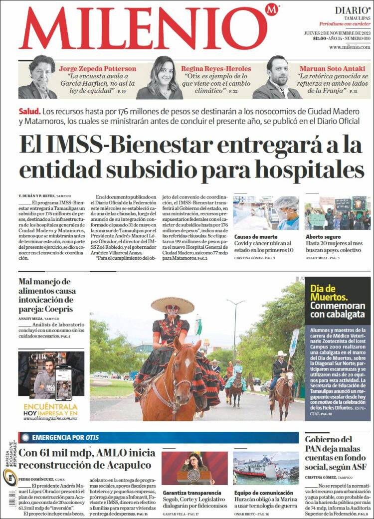 Portada de Milenio - Tamaulipas (M&eacute;xico)