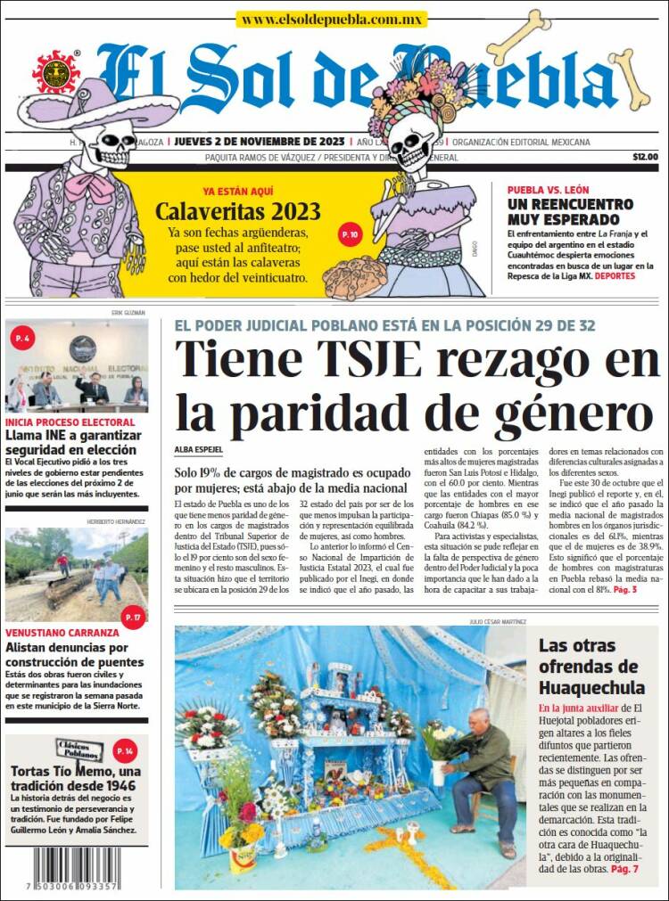 Portada de El Sol de Puebla (M&eacute;xico)