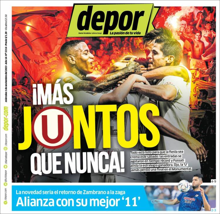 Portada de Depor (Per&uacute;)