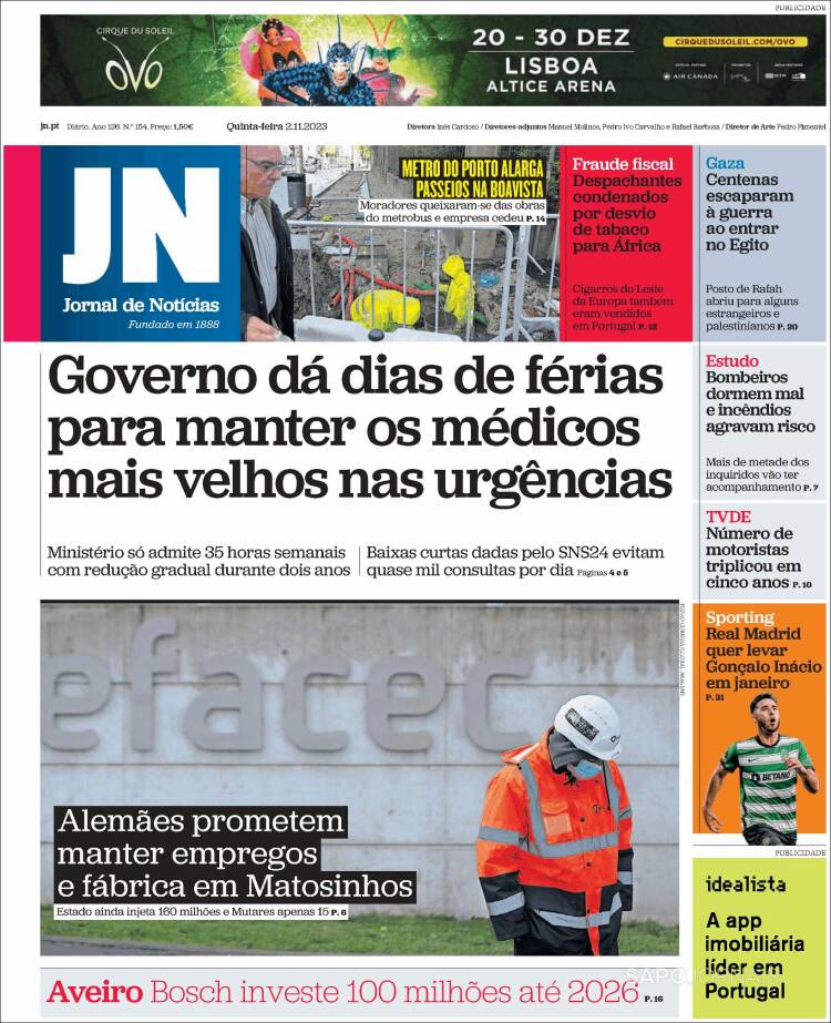 Portada de Jornal de Notícias (Portugal)