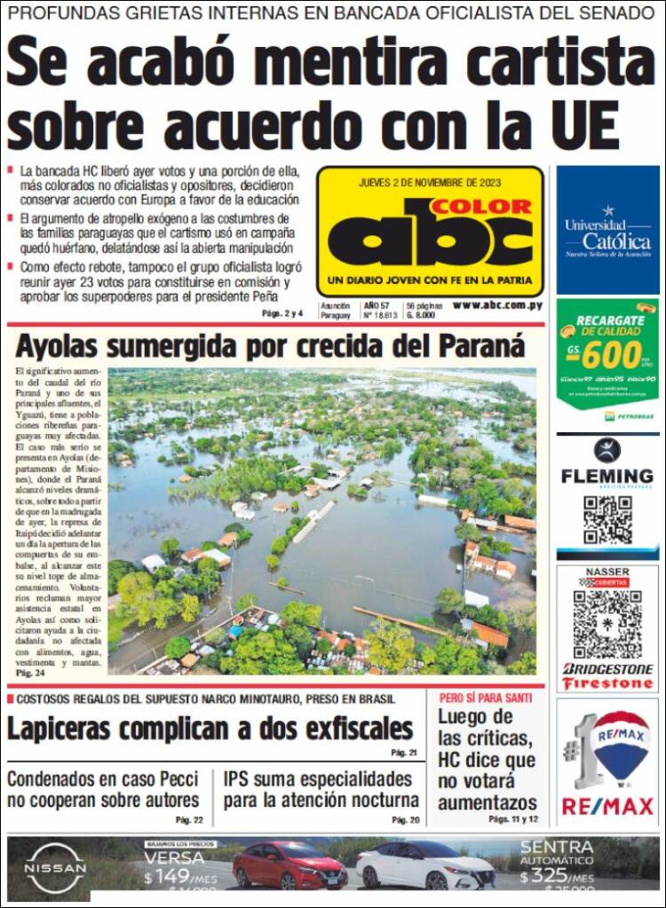 Portada de ABC Color (Paraguay)