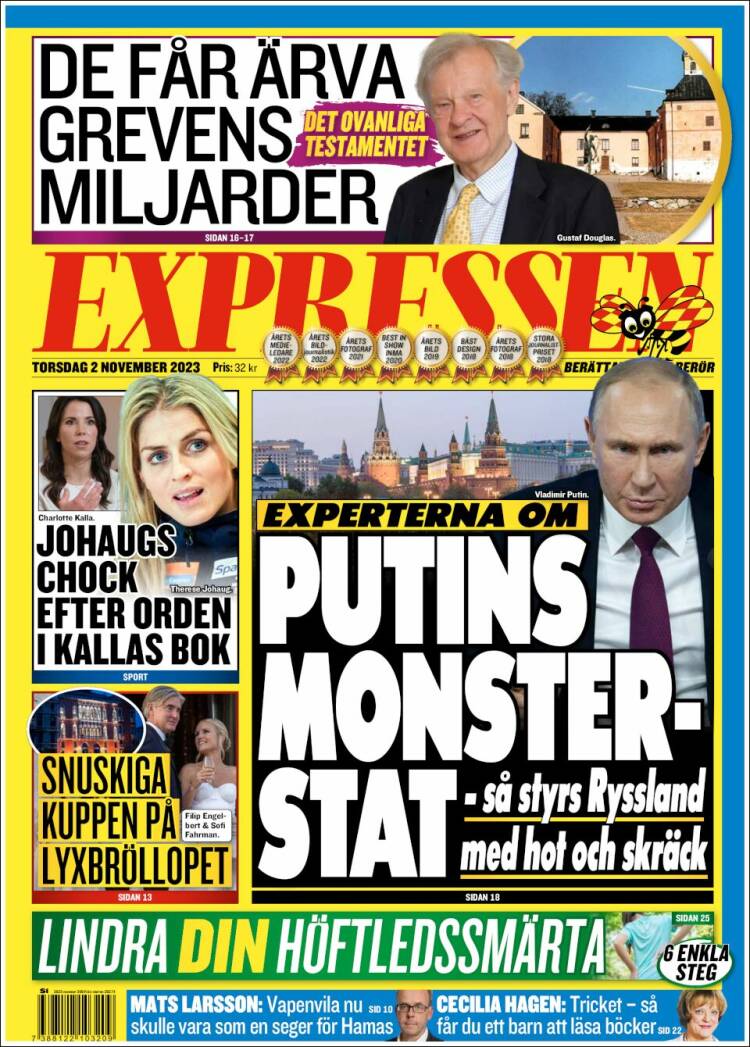 Portada de Expressen (Suecia)