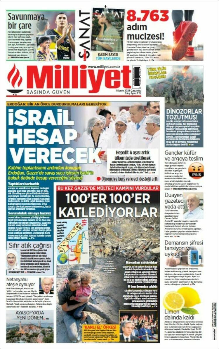 Portada de Milliyet (Turqu&iacute;a)
