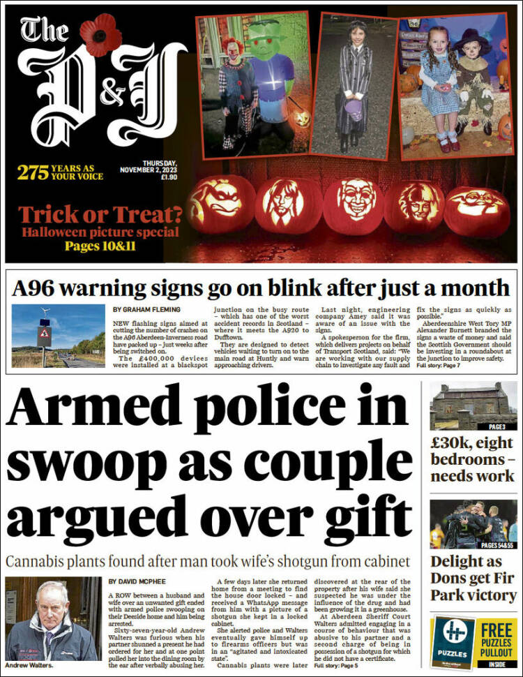 Portada de The Press and Journal (Reino Unido)