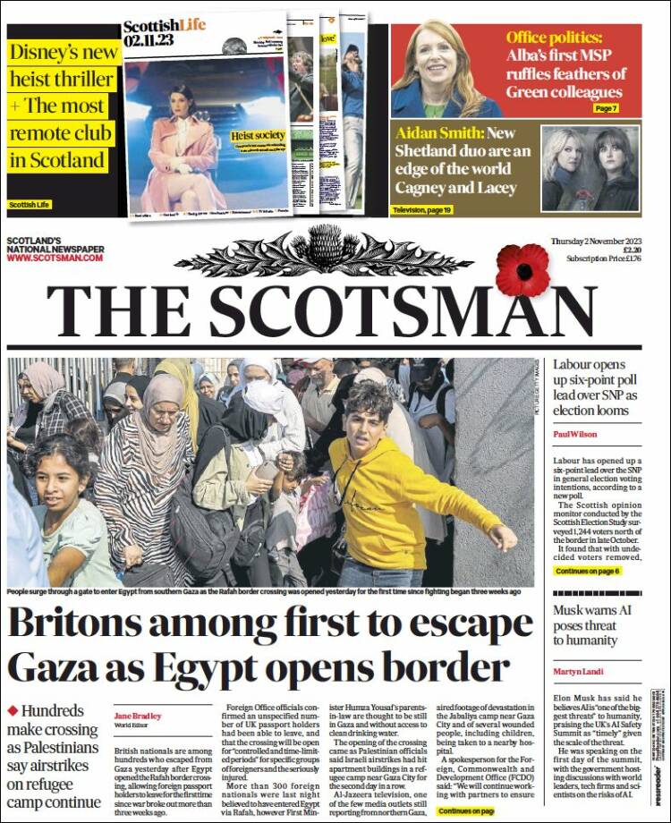 Portada de The Scotsman (Reino Unido)
