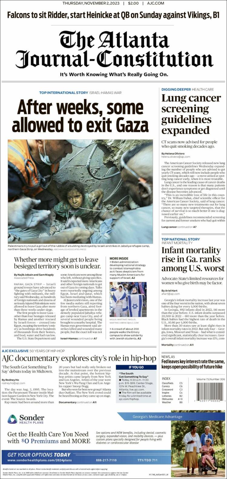 Portada de The Atlanta Journal-Constitution (USA)