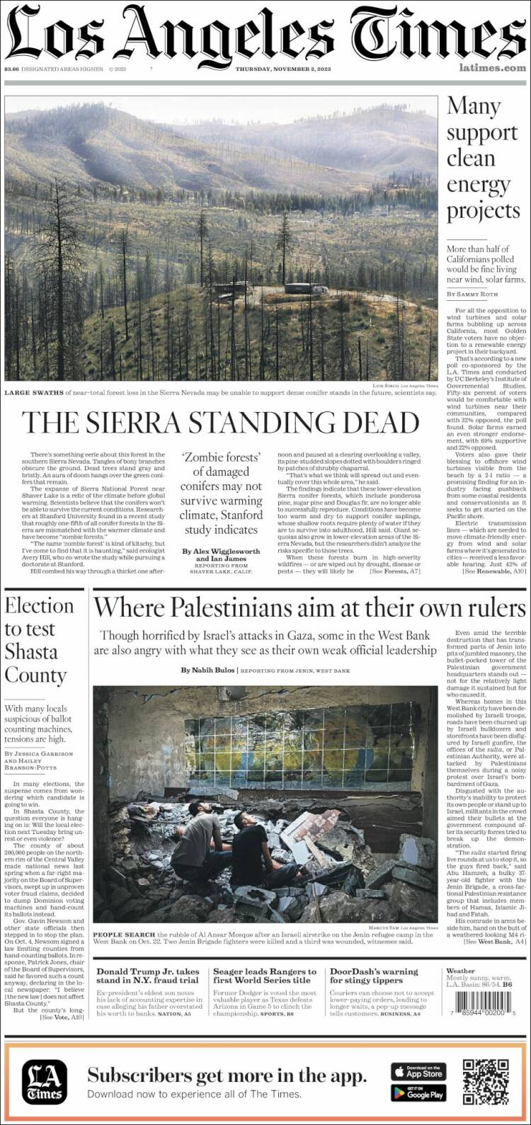 Portada de Los Angeles Times (USA)