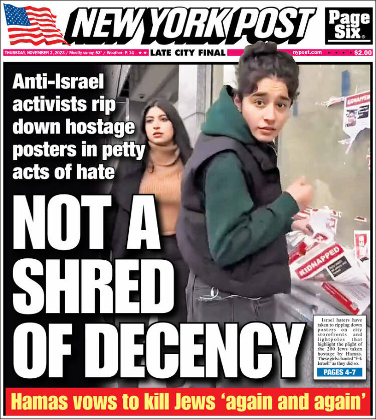 Portada de New York Post (USA)