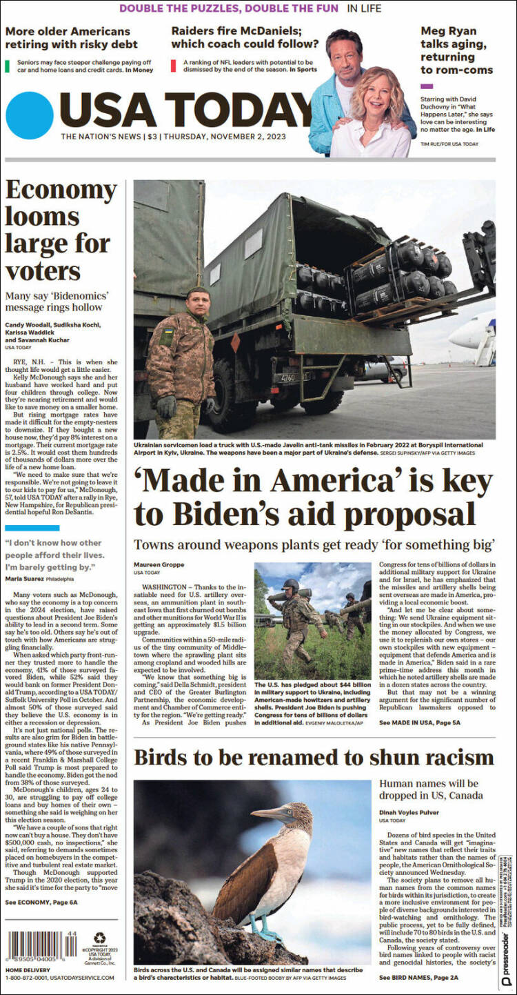 Portada de USA Today (USA)