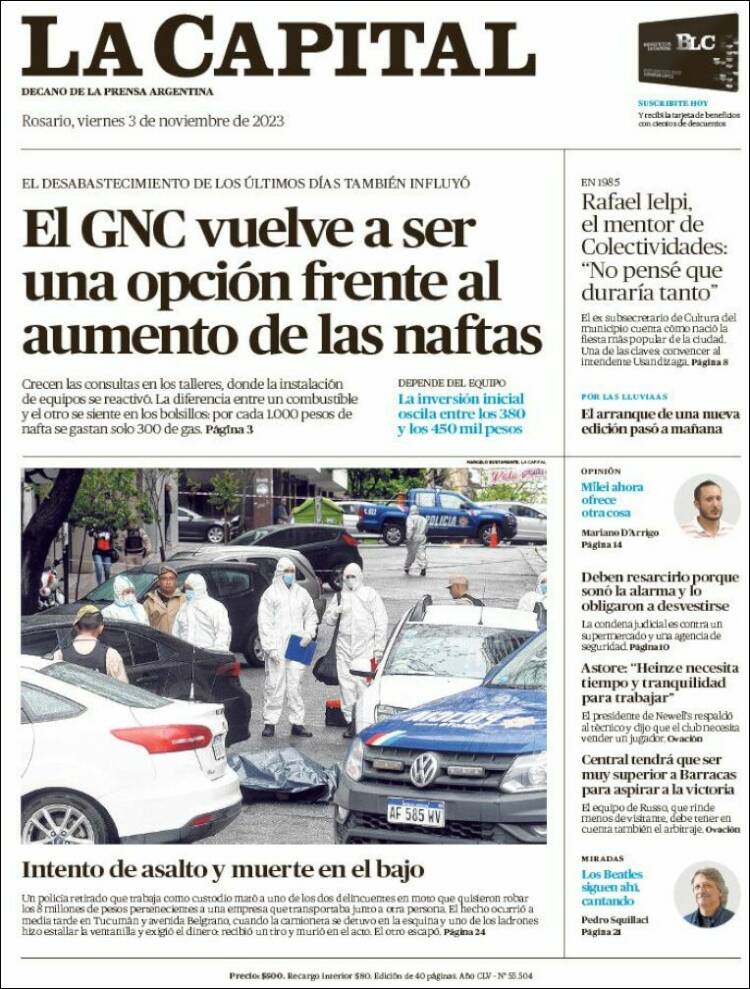 Portada de La Capital - Rosario (Argentina)