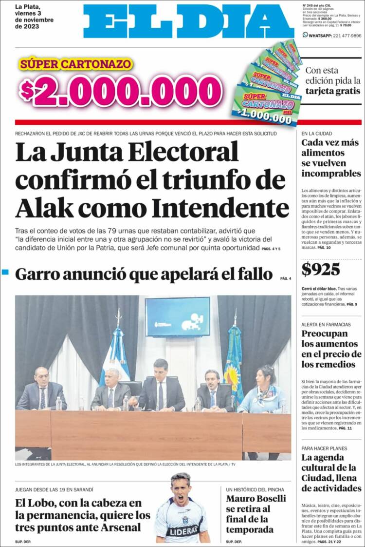 Portada de El Día de la Plata (Argentina)