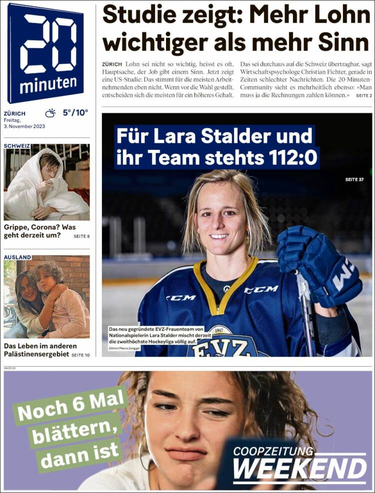 Portada de 20Minuten - Zürich (Suiza)