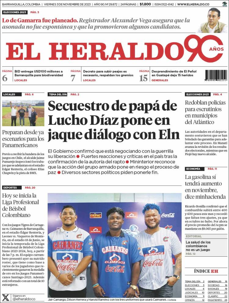 Portada de El Heraldo (Colombia)
