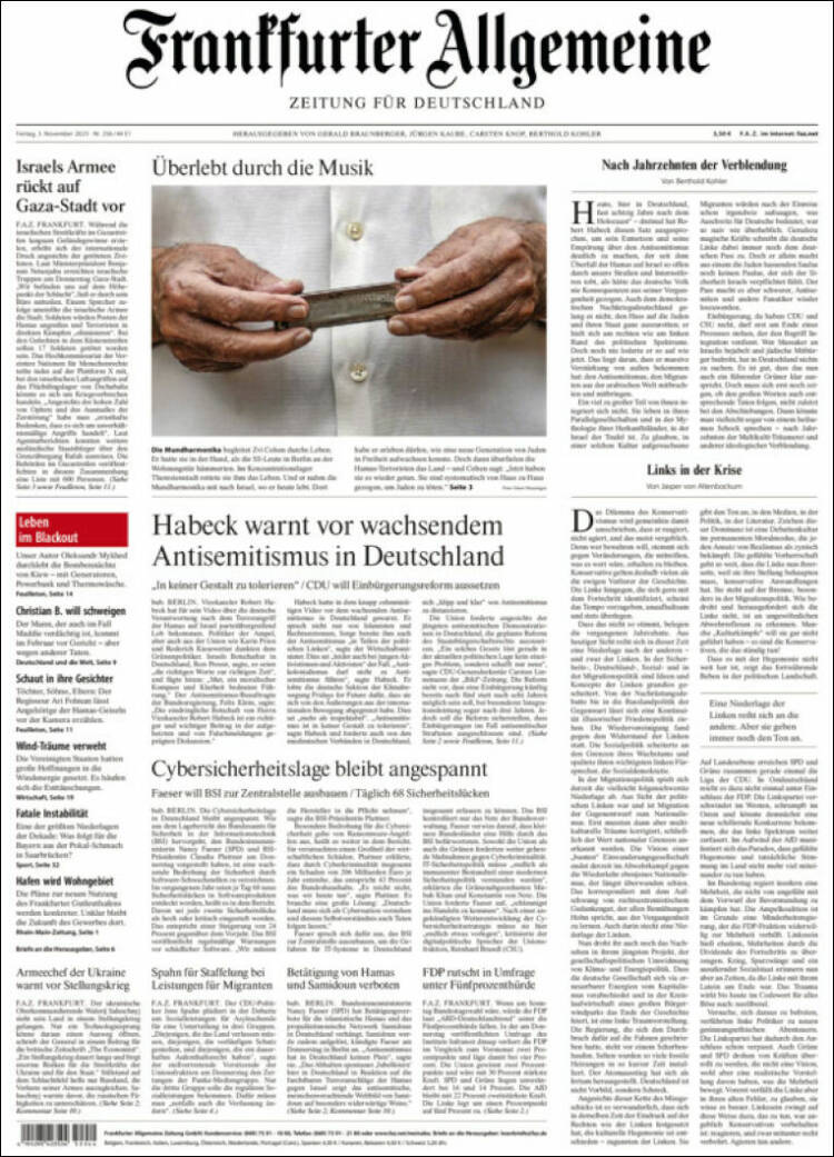 Portada de Frankfurter Allgemeine (Alemania)