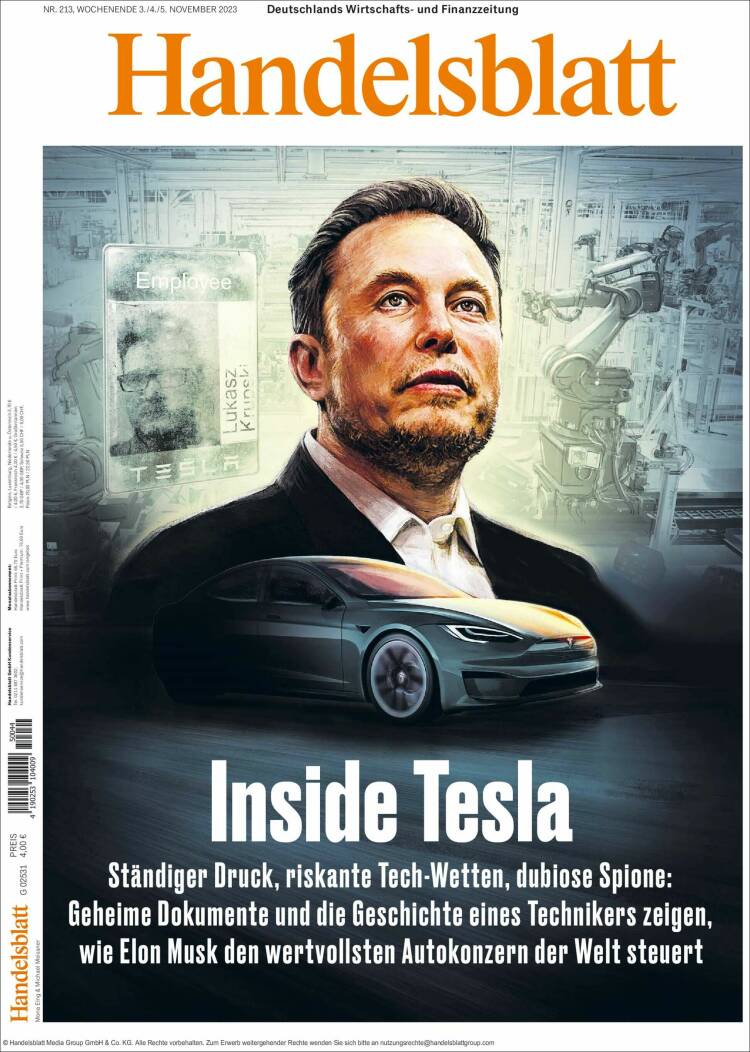 Portada de Handelsblatt (Alemania)