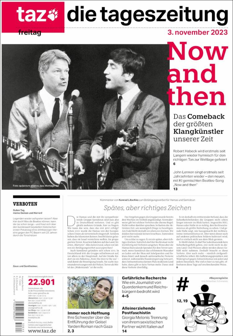 Portada de Die Tageszeitung (Alemania)