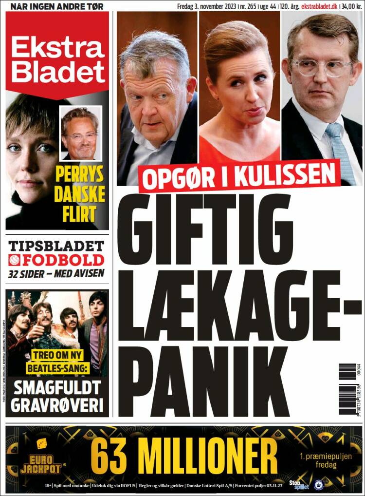 Portada de Ekstra Bladet (Dinamarca)