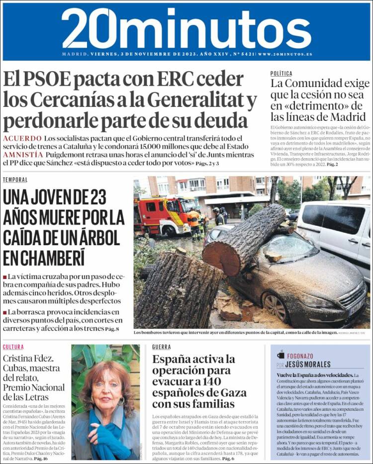 Portada de 20 Minutos - Madrid (España)