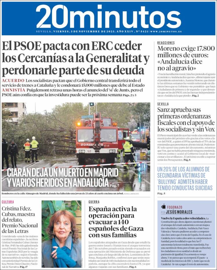 Portada de 20 Minutos - Sevilla (España)