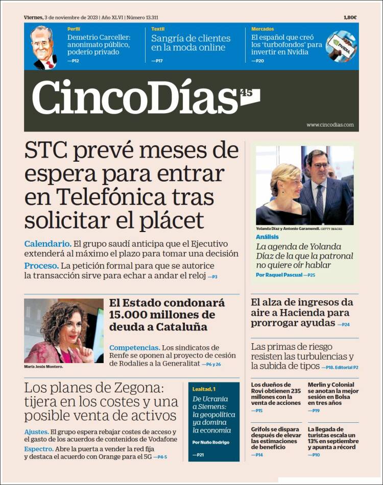 Portada de Cinco Días (España)