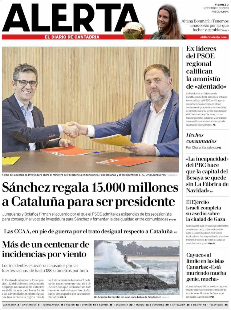Portada de Alerta - El Diario de Cantabria (España)