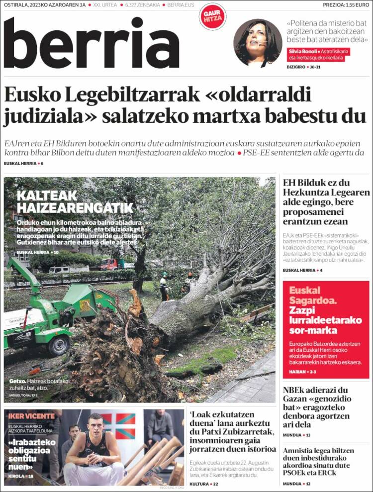 Portada de Berria (España)