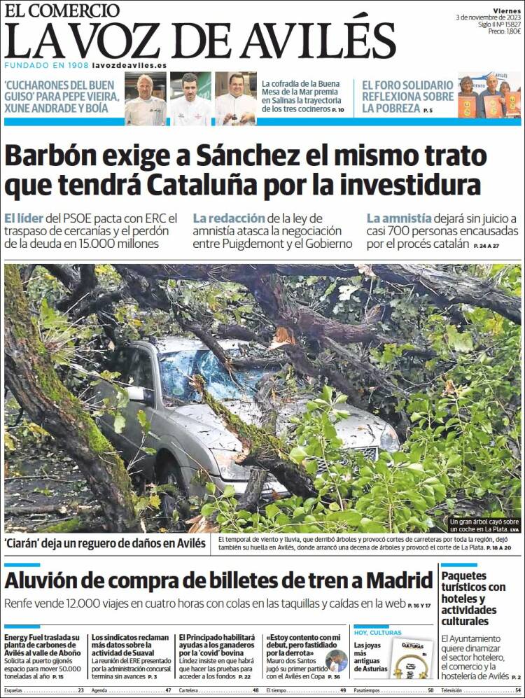 Portada de El Comercio - Avilés (España)