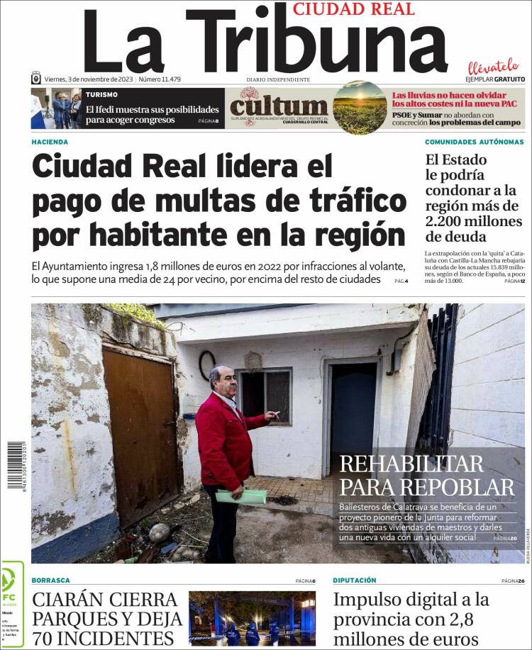 Portada de La Tribuna de Ciudad Real (España)